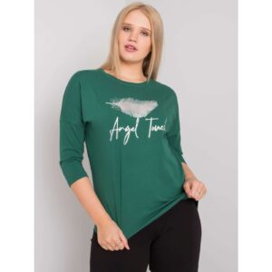 Dark green cotton plus size blouse with a
