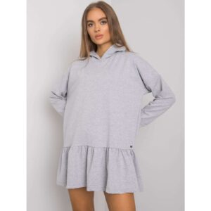 Gray cotton hooded dress