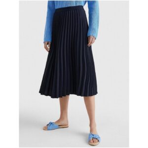 Tmavě modrá dámská plisovaná midi sukně Tommy Hilfiger -