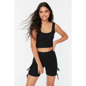 Trendyol Black Cut-Out Detailed Camisole Crop Knitted Bottom-Top