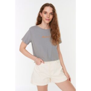 Trendyol Dolphin Gray Embroidered
