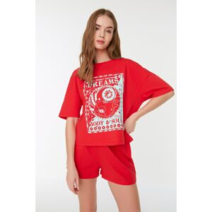 Trendyol Red Printed Knitted
