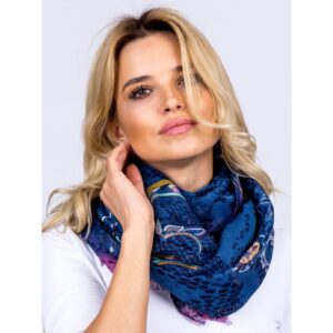 Airy dark blue scarf with a
