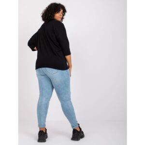 Black loose plus size blouse made of
