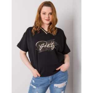 Black plus size blouse with cutouts on