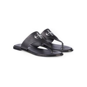 Calvin Klein černé kožené žabky Flat Sandal