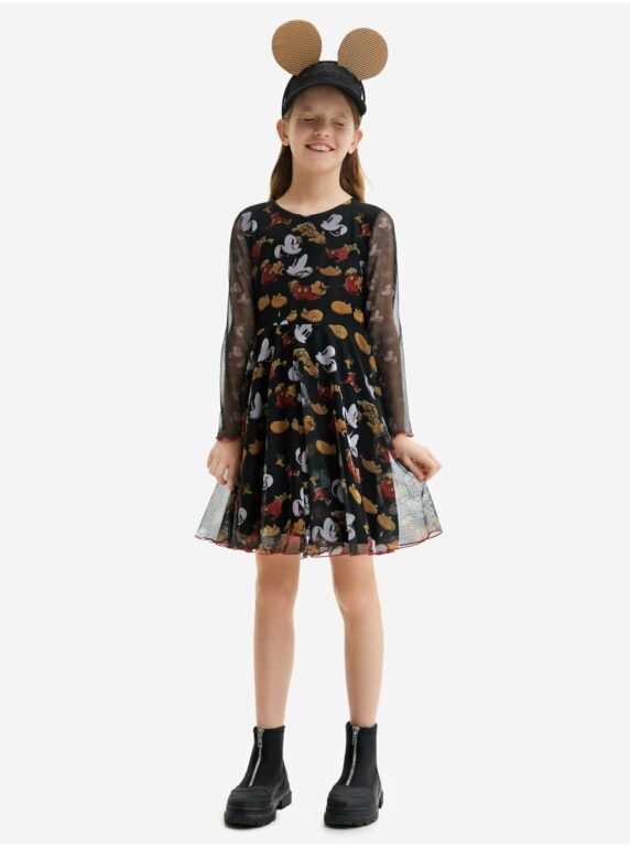 Černé holčičí vzorované šaty Desigual