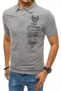 Men's gray polo shirt with embroidery