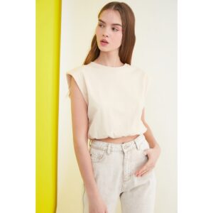 Trendyol Stone Wadding Crop Knitted