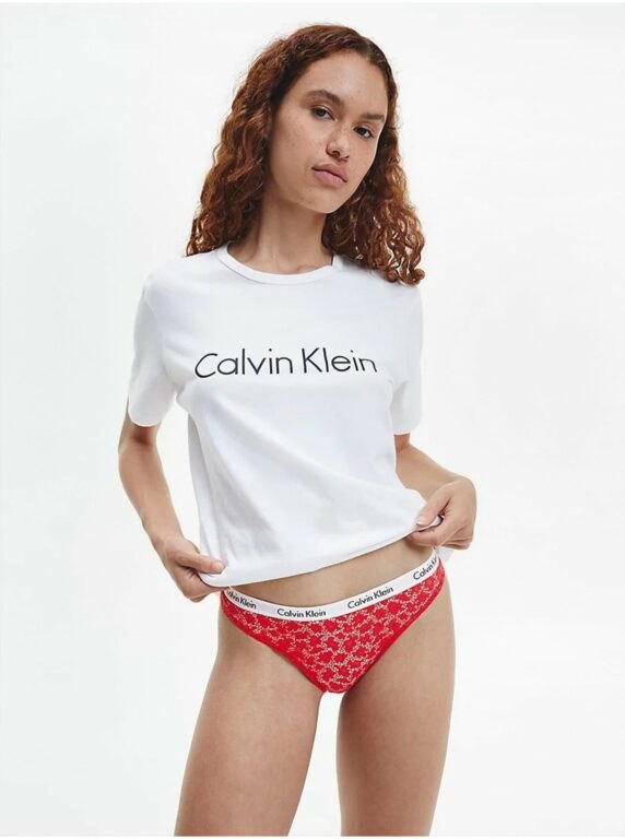 Červené dámské krajkové kalhotky Calvin Klein
