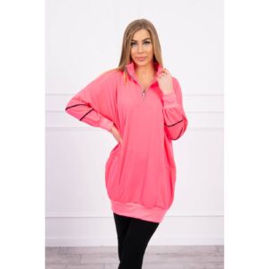 Sweatshirt with zipper and pockets pink