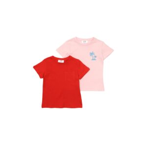 Trendyol Red-Pink 2-Pack Printed Girl's Knitted