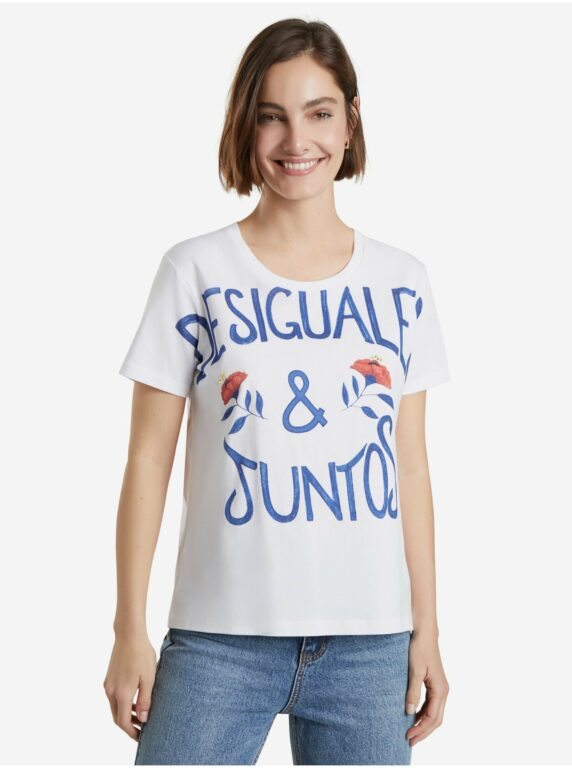 Bílé dámské tričko s nápisem Desigual Desiguales Y