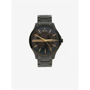 Černé pánské hodinky s nerezovým páskem Armani Exchange Hampton -