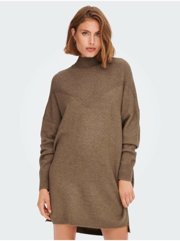 Hnědé dámské svetrové šaty ONLY
