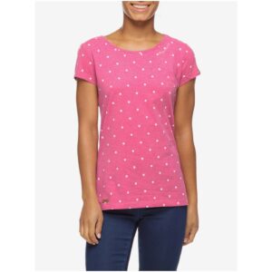Tmavě růžové dámské puntíkované tričko