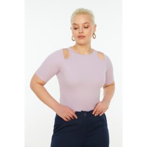Trendyol Curve Lilac Crew Neck Cutout Detailed Knitted