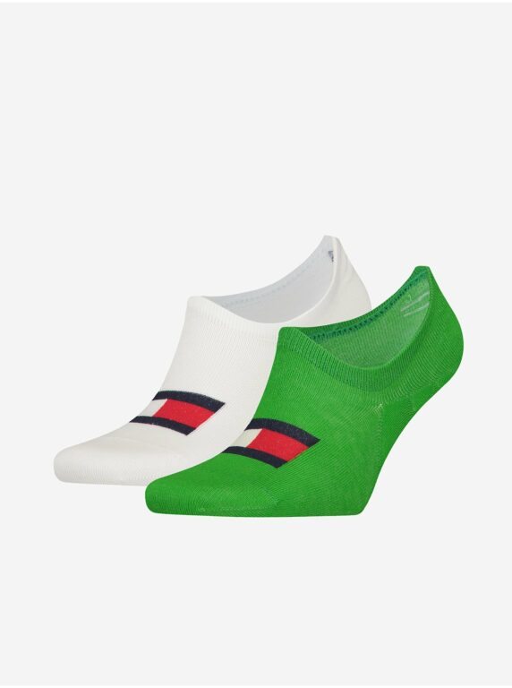 Sada dvou párů ponožek v bílé a zelené
