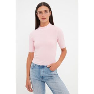 Trendyol Lilac Basic Stand Up Collar Knitted
