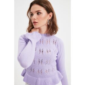 Trendyol Lilac Petite Crop Openwork Knitwear