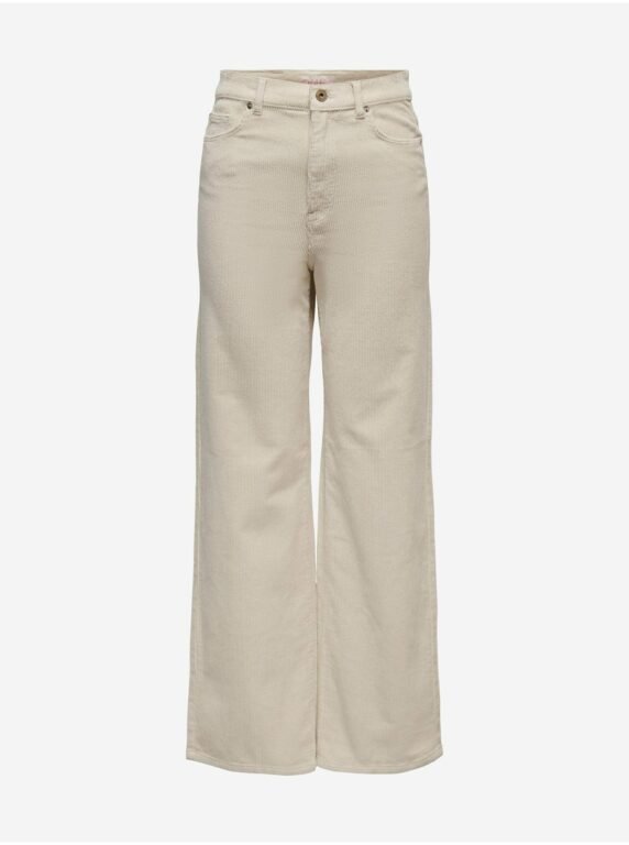 Béžové dámské široké manšestrové kalhoty ONLY