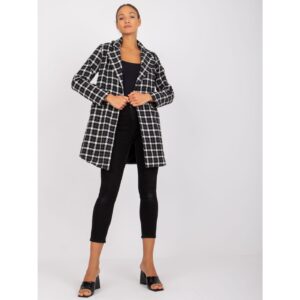 Black women's checked coat from