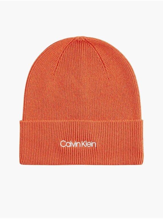 Calvin Klein Oranžová dámská zimní čepice s příměsí vlny