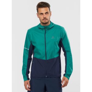 Modro-zelená pánská sportovní bunda Salomon Agile FZ Hoodie