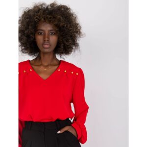 Red formal blouse with
