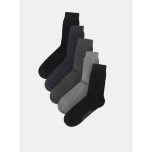 Sada pěti párů ponožek v černé a šedé barvě