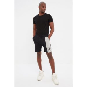 Trendyol Black Men's Regular Fit Color Block Printed Shorts