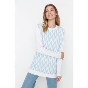 Trendyol Blue Triangle Patterned Crew
