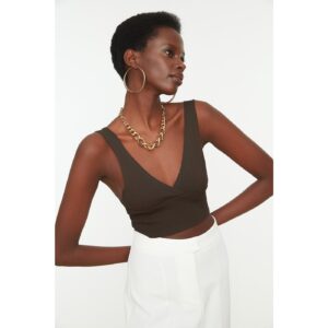 Trendyol Brown Double Breasted Collar