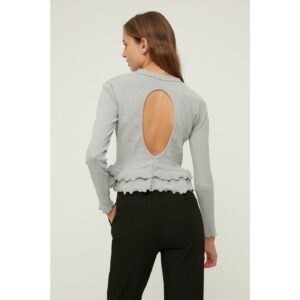 Trendyol Gray Knitted Ribbed Ribbed