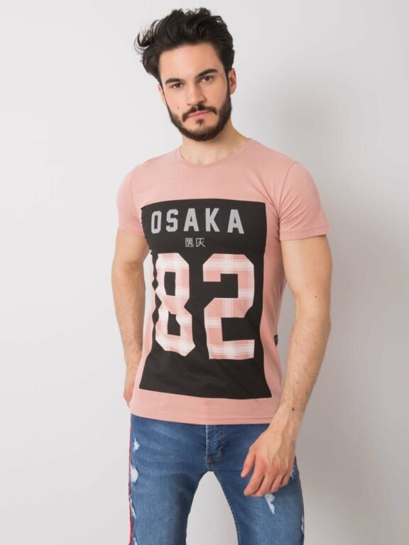 Dusty růžové bavlněné pánské tričko