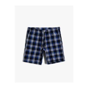 Koton Men's Navy Blue Plaid Shorts