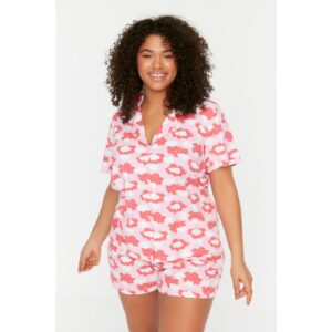 Trendyol Curve Pink Printed Knitted Pajamas