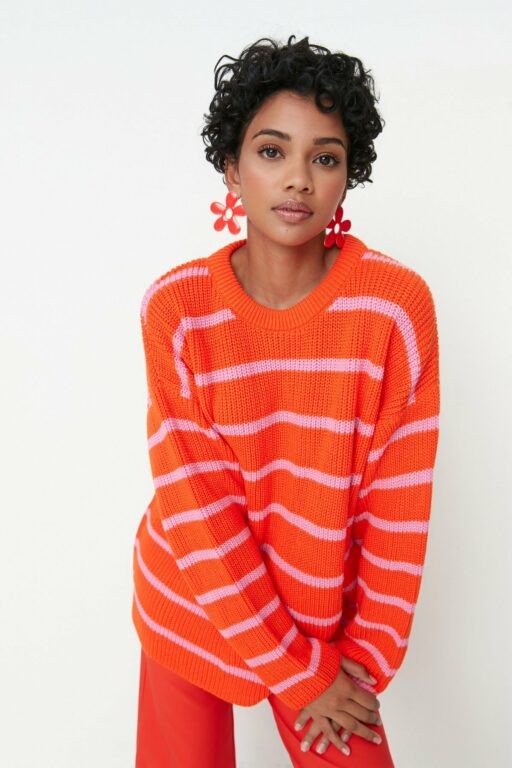 Trendyol Orange Striped Knitwear