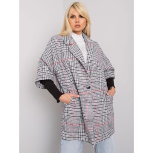 Gray and black loose plaid coat from