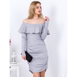Gray pleated dress with a wide