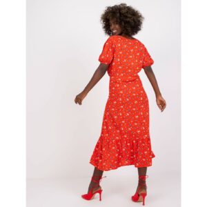 Red midi dress for women with