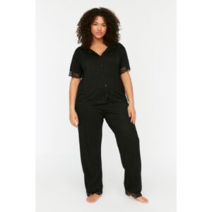 Trendyol Curve Black Lace Knitted Pajamas