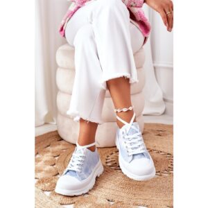 Women's Sneakers On The Platform Blue With
