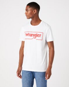 Bílé pánské tričko s potiskem  Wrangler -