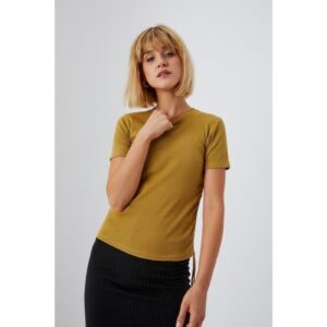 Cotton blouse with welts - olive