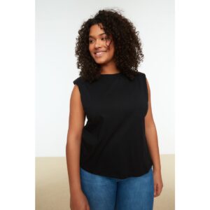 Trendyol Curve Black Crew Neck Padded Knitted