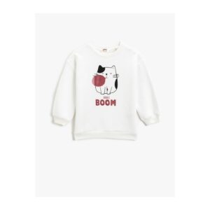 Koton Cat Printed Long Sleeve Sweatshirt