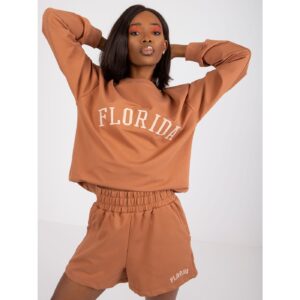 Light brown cotton sweatshirt set with