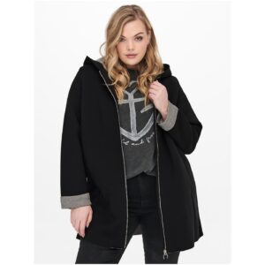 Černý krátký kabát s kapucí ONLY CARMAKOMA