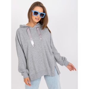 Gray melange sweatshirt with a hood